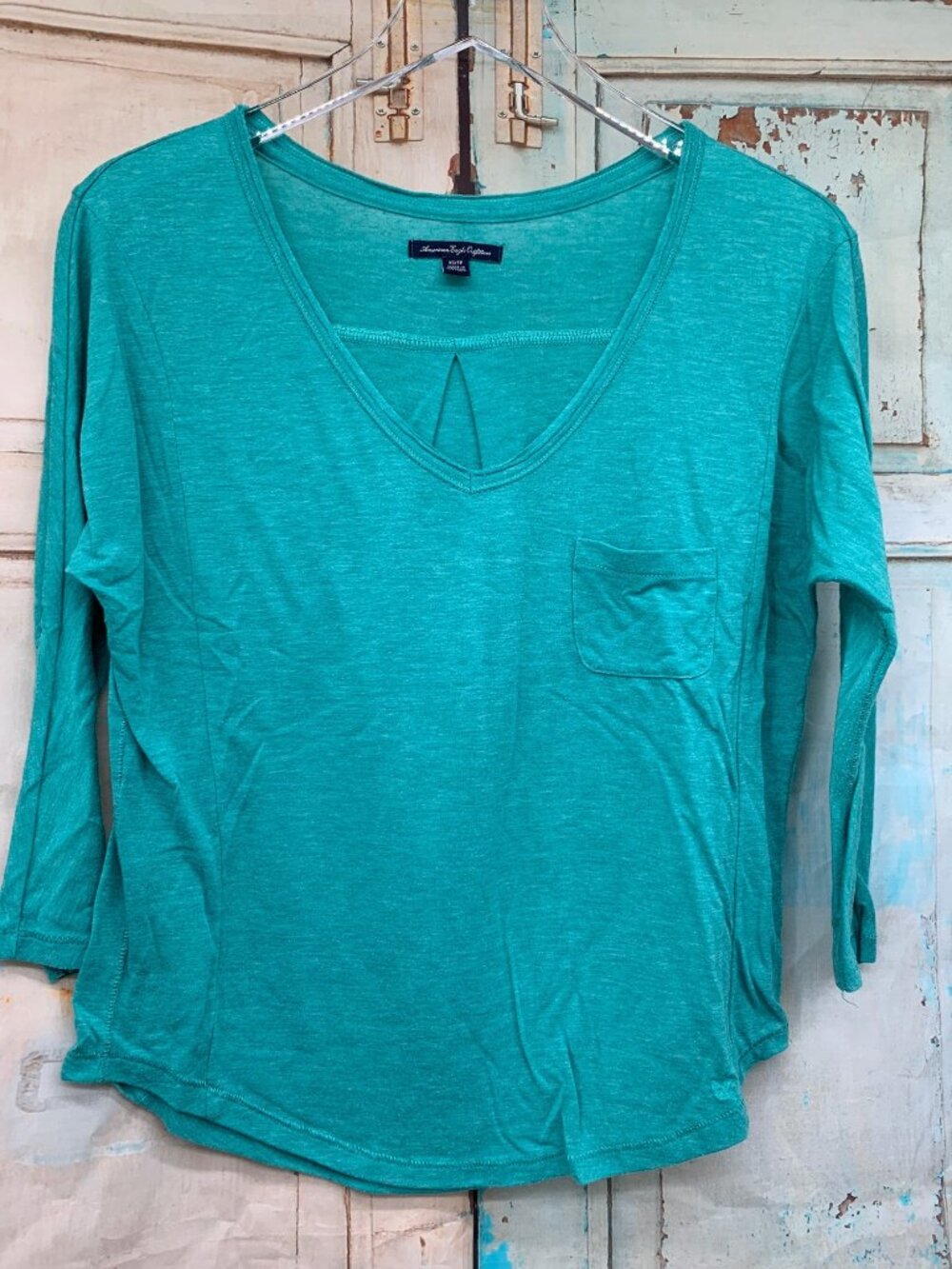 American Eagle Outfitters Teal Dolman Sleeve Top XS 65% Polyester 35% Rayon
